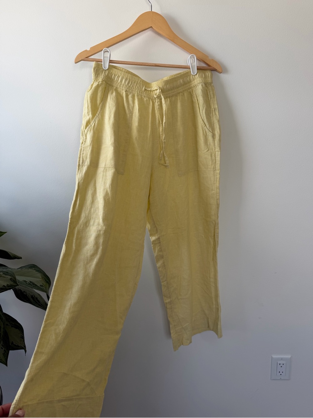 Cynthia Rowley Pale Yellow Linen Drawstring Chinos